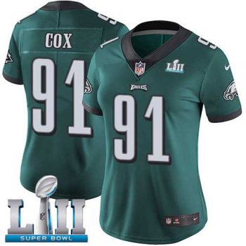 Women's Nike Philadelphia Eagles #91 Fletcher Cox Midnight Green Team Color Super Bowl LII Stitched NFL Vapor Untouchable Limited Jersey