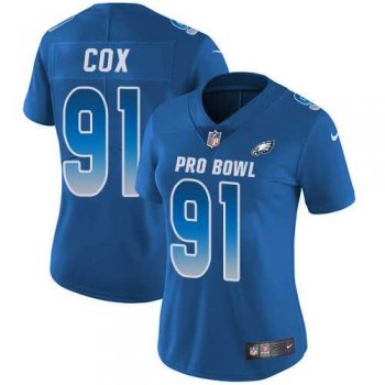 Women's Nike Philadelphia Eagles #91 Fletcher Cox Royal Stitched NFL Limited NFC 2019 Pro Bowl Jersey