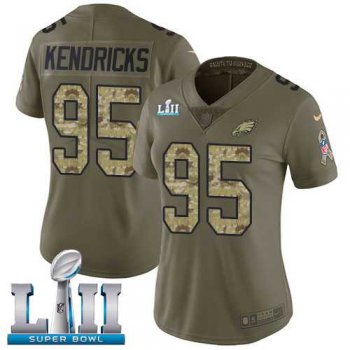 Women's Nike Philadelphia Eagles #95 Mychal Kendricks Olive Camo Super Bowl LII Stitched NFL Limited 2017 Salute to Service Jersey