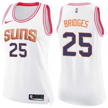 Women's Nike Phoenix Suns #25 Mikal Bridges White Pink NBA Swingman Fashion Jersey