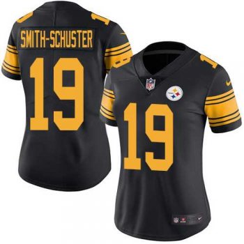 Women's Nike Pittsburgh Steelers #19 JuJu Smith-Schuster Black Stitched NFL Limited Rush Jersey