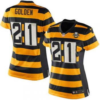 Women's Nike Pittsburgh Steelers #21 Robert Golden Elite Yellow Black Alternate 80TH Anniversary Throwback NFL Jersey