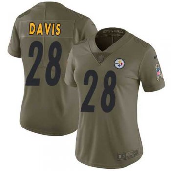 Women's Nike Pittsburgh Steelers #28 Sean Davis Olive Stitched NFL Limited 2017 Salute to Service Jersey