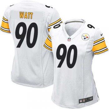 Women's Nike Pittsburgh Steelers #90 T. J. Watt White Stitched NFL Elite Jersey