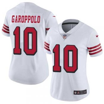 Women's Nike San Francisco 49ers #10 Jimmy Garoppolo White Rush Stitched NFL Vapor Untouchable Limited Jersey