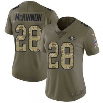 Women's Nike San Francisco 49ers #28 Jerick McKinnon Olive Camo Stitched NFL Limited 2017 Salute to Service Jersey