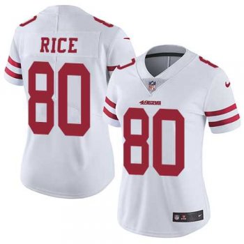 Women's Nike San Francisco 49ers #80 Jerry Rice White Stitched NFL Vapor Untouchable Limited Jersey