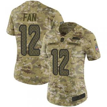 Women's Nike Seattle Seahawks #12 Fan Camo Stitched NFL Limited 2018 Salute to Service Jersey