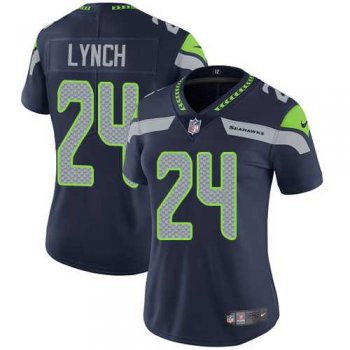 Women's Nike Seattle Seahawks #24 Marshawn Lynch Steel Blue Team Color Stitched NFL Vapor Untouchable Limited Jersey