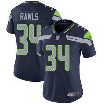 Women's Nike Seattle Seahawks #34 Thomas Rawls Steel Blue Team Color Stitched NFL Vapor Untouchable Limited Jersey