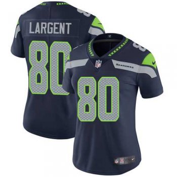 Women's Nike Seattle Seahawks #80 Steve Largent Steel Blue Team Color Stitched NFL Vapor Untouchable Limited Jersey