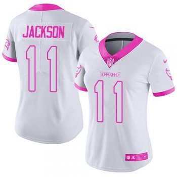 Women's Nike Tampa Bay Buccaneers #11 DeSean Jackson White Pink Stitched NFL Limited Rush Fashion Jersey