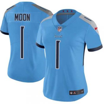 Women's Nike Tennessee Titans #1 Warren Moon Light Blue Team Color Stitched NFL Vapor Untouchable Limited Jersey