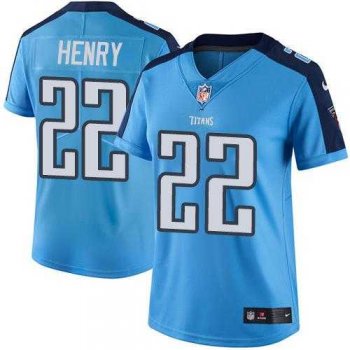 Women's Nike Tennessee Titans #22 Derrick Henry Light Blue Stitched NFL Limited Rush Jersey