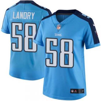 Women's Nike Tennessee Titans #58 Harold Landry Light Blue Stitched NFL Limited Rush Jersey