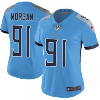 Women's Nike Tennessee Titans #91 Derrick Morgan Light Blue Team Color Stitched NFL Vapor Untouchable Limited Jersey