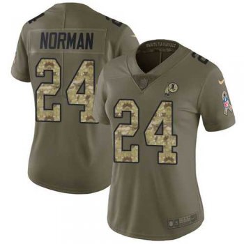 Women's Nike Washington Redskins #24 Josh Norman Olive Camo Stitched NFL Limited 2017 Salute to Service Jersey