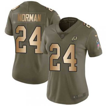 Women's Nike Washington Redskins #24 Josh Norman Olive Gold Stitched NFL Limited 2017 Salute to Service Jersey