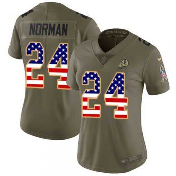 Women's Nike Washington Redskins #24 Josh Norman Olive USA Flag Stitched NFL Limited 2017 Salute to Service Jersey