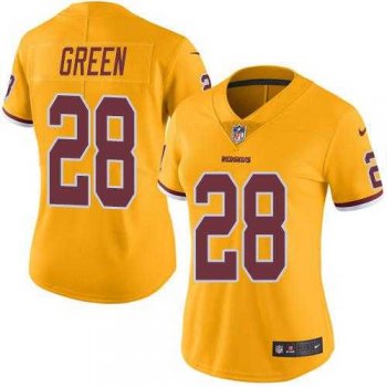 Women's Nike Washington Redskins #28 Darrell Green Gold Stitched NFL Limited Rush Jersey