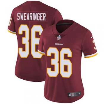 Women's Nike Washington Redskins #36 D.J. Swearinger Limited Burgundy Red Home Vapor Untouchable NFL Jersey