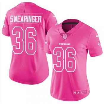 Women's Nike Washington Redskins #36 D.J. Swearinger Limited Pink Rush Fashion NFL Jersey