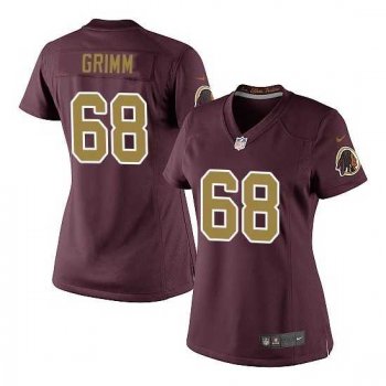 Women's Nike Washington Redskins #68 Russ Grimm Burgundy Red Gold Number Alternate 80TH Anniversary Elite Jersey