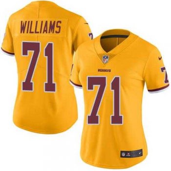 Women's Nike Washington Redskins #71 Trent Williams Gold Stitched NFL Limited Rush Jersey