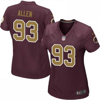 Women's Nike Washington Redskins #93 Jonathan Allen Burgundy Red Alternate Stitched NFL Elite Jersey