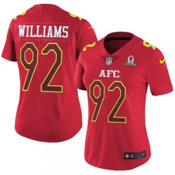 Women's Nike New York Jets #92 Leonard Williams Red Stitched NFL Limited AFC 2017 Pro Bowl Jersey