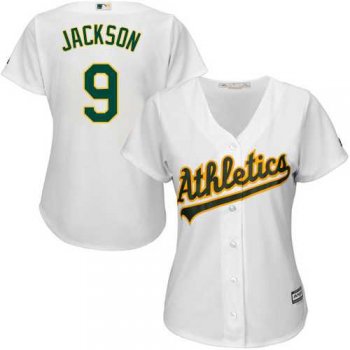 Women's Oakland Athletics #9 Reggie Jackson White Home Stitched MLB Jersey