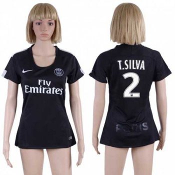 Women's Paris Saint-Germain #2 T.Silva Sec Away Soccer Club Jersey