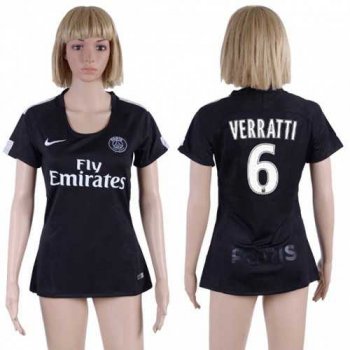 Women's Paris Saint-Germain #6 Verratti Sec Away Soccer Club Jersey