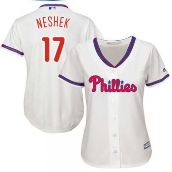 Women's Philadelphia Phillies #17 Pat Neshek Cream Alternate Stitched MLB Jersey