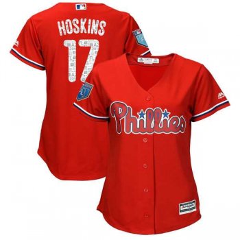 Women's Philadelphia Phillies #17 Rhys Hoskins Majestic Scarlet 2018 Spring Training Cool Base Player Jersey