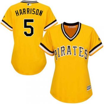 Women's Pittsburgh Pirates #5 Josh Harrison Gold Alternate Stitched MLB Jersey