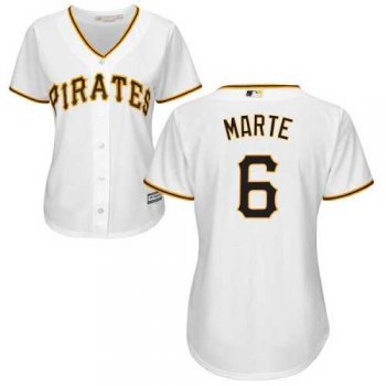 Women's Pittsburgh Pirates #6 Starling Marte White Home Stitched MLB Jersey