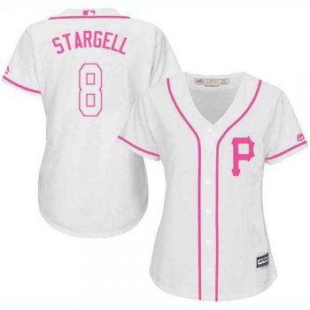 Women's Pittsburgh Pirates #8 Willie Stargell White Pink Fashion Stitched MLB Jersey