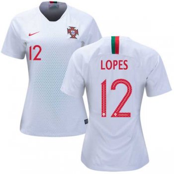 Women's Portugal #12 Lopes Away Soccer Country Jersey