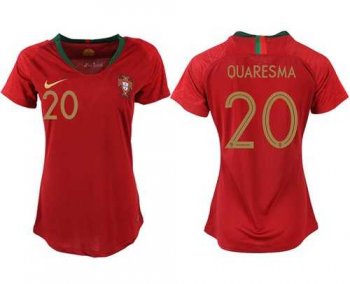 Women's Portugal #20 Quaresma Home Soccer Country Jersey