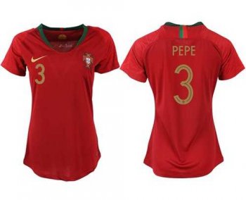 Women's Portugal #3 Pepe Home Soccer Country Jersey