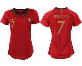 Women's Portugal #7 Ronaldo Home Soccer Country Jersey