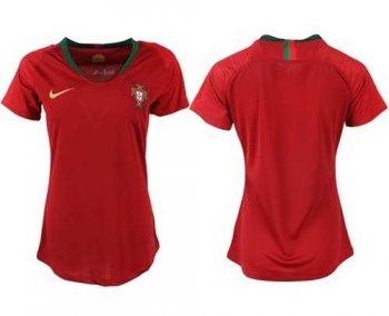 Women's Portugal Blank Home Soccer Country Jersey