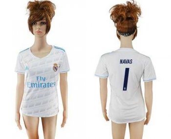 Women's Real Madrid #1 Navas Home Soccer Club Jersey