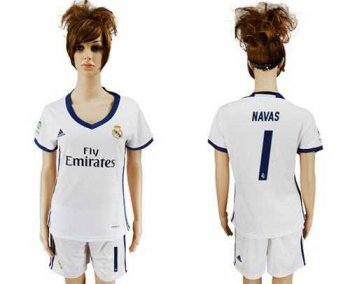 Women's Real Madrid #1 Navas Home Soccer Club Jersey