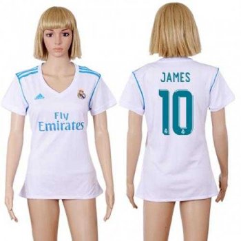 Women's Real Madrid #10 James Home Soccer Club Jersey