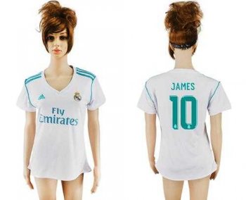 Women's Real Madrid #10 James Home Soccer Club Jersey