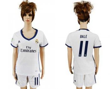 Women's Real Madrid #11 Bale Home Soccer Club Jersey