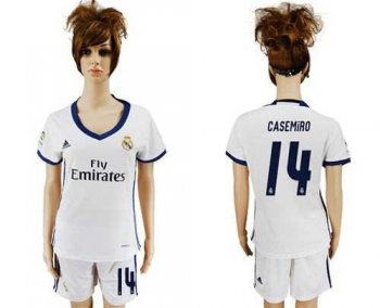 Women's Real Madrid #14 Casemiro Home Soccer Club Jersey