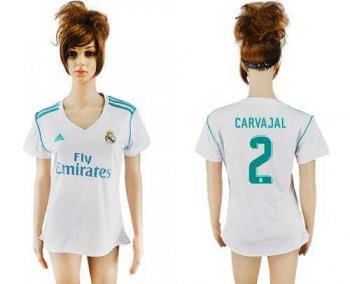 Women's Real Madrid #2 Carvajal Home Soccer Club Jersey